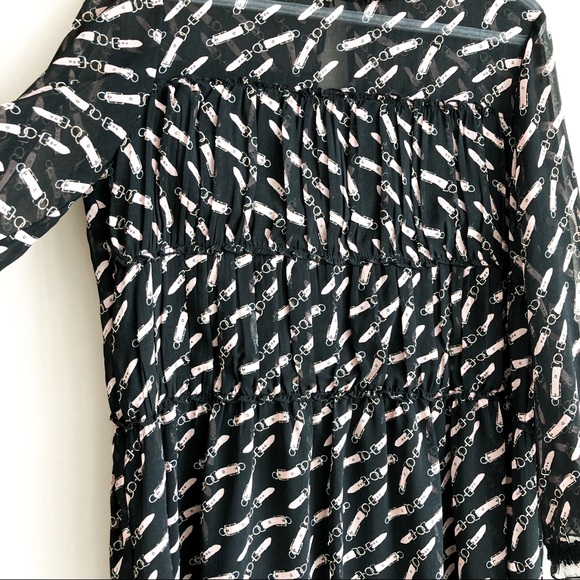 Zara Black Long Sleeve Printed Ruffle Dress - Picture 6 of 7